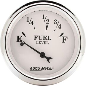 AUTO METER 1607 Old TYME White Fuel Level Gauge , 2 1/16" - Short Sweep/Electric