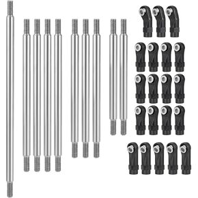 10Pcs Stainless Steel RC Link Rod Linkage Set with Ball End for Axial SCX10-AXI90075 UMG10 II RC Crawler Car Upgrade Part