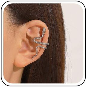Punk Snake Cuff Wrap Earring Silver Snake Ear Cuff Earrings Serpent Climber Cartilage Earring Serpent Ear Clip Earrings Animal Snake No Piercing Earrings Jewelry for Women