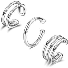Ear Cuff Earrings 925 Sterling Silver Ear Cuff Earrings Hypoallergenic Simple Adjustable Non Piercing Ear Cuff Clip on Earrings Set for Women
