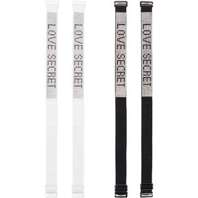 BENECREAT Rhinestones Bra Shoulder Straps, Adjustable Crystal Shoulder Strap White Black Lingerie Straps for Women Ladies Tops Dress Jewelry Dress Accessories