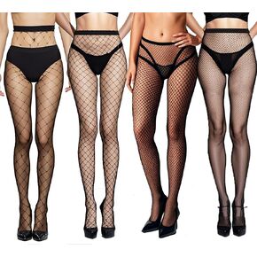 Womens High Waist Fishnet Tights Black Fishnet Stockings Sexy Party Thigh High Mesh Stockings Pantyhose for Women
