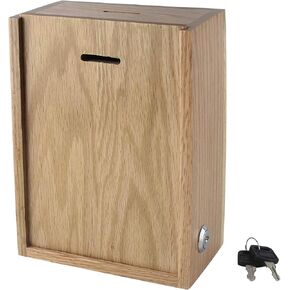 Wood Donation collection Box Suggestion Ballot Box With slot to enter tickets raffles office comment box with lock and 2 keys(Dark Mahogany)