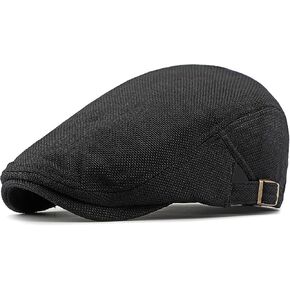 Mens Linen Flat Ivy Mesh Newsboy Caps, Classic Driving Beret Hat for Women