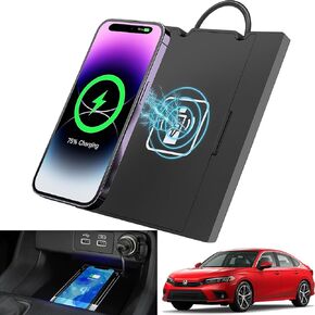 for 2022 2023 2024 2025 Honda Civic 15W Fast Wireless Charger, Honda Civic Qi Charging Station Pad with USB