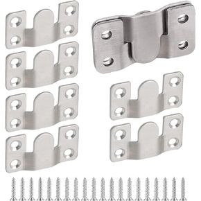 4 Pairs Flush Mount Bracket,Interlocking Furniture Connector,Stainless Steel Heavy Duty Photo Frame Hook Picture Hanger for Large Picture Display Art Gallery Wall Mount Hardware (Large-4 Pairs)