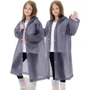 2 Pack Waterproof Raincoats for Kids Reusable,EVA Rain Ponchos Emergency Rain Jacket for Children, Boys and Girls