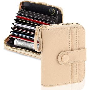 Card Wallets for Women, RFID Blocking Leather Credit Card Holder, minimalist Zipper Coin Purse for Women, Girls