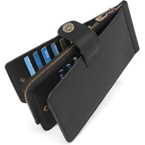 SENDEFN Womens Leather Wallet RFID Blocking Credit Card Holder Large Capacity with Zipper Pocket