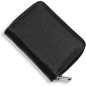 محفظة بسحاب لحمل بطاقات الائتمان من الجلد الطبيعي مع 26 فتحة للبطاقات، باللون الأسود in Kuwait