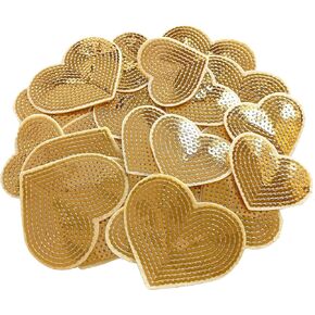 28Pcs Sequin Heart Iron on Patches 2 Sizes Embroidery Heart Patches for Clothing Bags Jackets Jeans Hats Accessory Craft Christmas Decoration Multicolor