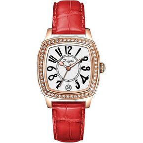 T-ENGINE Luxury Women's Watch with Genuine Leather Strap, Diamond Inlay | Fashion Vintage Design