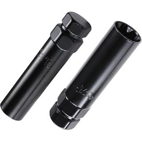 7 Spline Lug Nut Key 6 Spline Lug Nut Socket Removal Tool, 2 PCS Dual Hex Drive Aftermarket Wheel Lock Key Replacement for Spline Lug Nuts (Black)