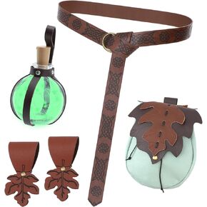 6 Pcs Women Renaissance Accessories Leaf Belt Bag, Medieval Viking Leather Belt, Potion Bottles, Skirt Hikes Accessories, Ren Faire Belt Pouch, Fairy Belt, Cosplay in Kuwait