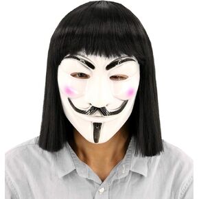 Unisex Short Black Wig and Mask for Halloween Costume Cosplay Party Wigs