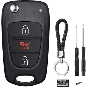 Flip Key Fob Shell Case Replacement Fits for Kia Soul 2011 2012 2013 2010 / Kia Rio / Kia Sportage 2012-2014 3 Button Car Keyless Entry Remote Control Folding Key Fob Cover