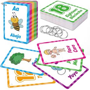 Bilingual Flash Cards, Spanish to English, Spanish Vocabulary Baby Flash Cards, First Words Flashcards, Learn Spanish for Kids, Toddler Alphabet Flash Cards, Learn English for Spanish Speakers
