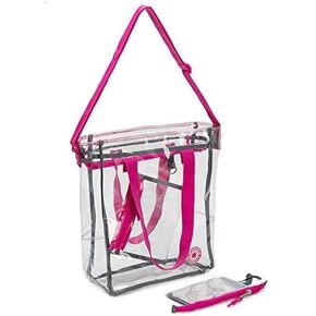 K-Cliffs Heavy Duty Clear Tote Deluxe See Through Messenger Work Bag Durable Transparent PVC Lunch Bag