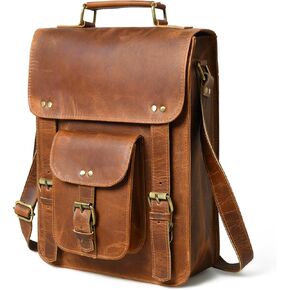 13" Genuine Leather Messenger Bag for Men | Tablet Satchel for Men & Women | Leather Office Bag for Men | Laptop Bag for Men & Women | Hand Bag for Men | Premium Leather Vintage Bag (Brown)