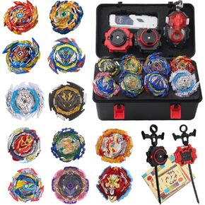BX Bey Battling Spinning Top Set, BX Gyro Gaming Toys, BX Burst Tops, BX Launchers Grip Starter, Combat Battling Game, BX Handle, Greats Gift for Boys (A: 12 Gyro Tops)