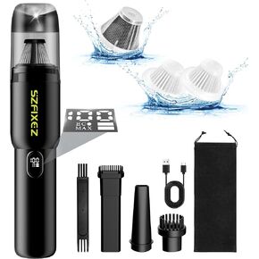 Handheld Car Vacuum Cleaner, Cordless Portable Vacuum, 20KPA Powerful Suction Vacuum with LED Light, 2-in-1 Air Inflator Vac, Low Noise Rechargeable Mini Handheld Vacuum for Car Home Pet Office