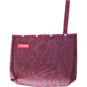 Medium 4 Snaps Mesh Travel Knitting Bag with Snap Opening, Lightweight Nylon Storage Pouch for Yarns, Needles and Accessories (Red)