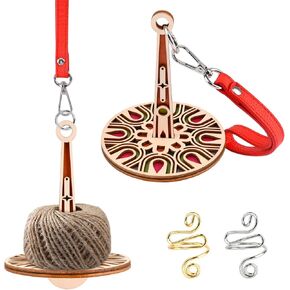 JIANWEI Portable Wrist Yarn Holder, Yarn Ball Holder, Yarn Minder, Yarn Storage, Wood Yarn Holder with 2 Finger Crochets, for Knitting Crocheting Presents for Craft Lovers(as Shown)