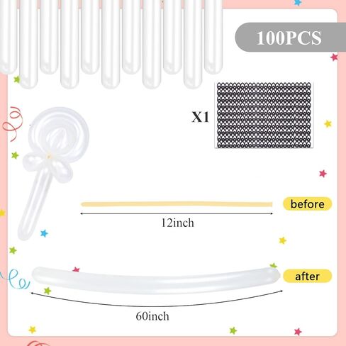 MCPINKY 100PCS Twisting Balloons White, 260q Long Balloons Thicken Latex Animal Balloons for Birthday Wedding Party Decorations Ballon Arch in Kuwait