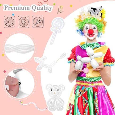 MCPINKY 100PCS Twisting Balloons White, 260q Long Balloons Thicken Latex Animal Balloons for Birthday Wedding Party Decorations Ballon Arch in Kuwait