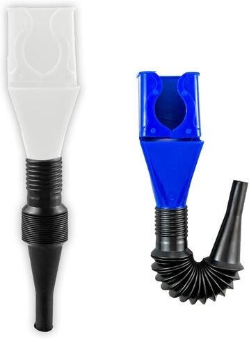 قطعتان من قمع البلاستيك المرن لزر التصريف للسيارات، قمع وقود تلقائي واسع الفم مع مقابض، قمع وقود السيارة متعدد الوظائف قابل للسحب لزيت المحرك والديزل والبنزين (أزرق وأبيض) in Kuwait