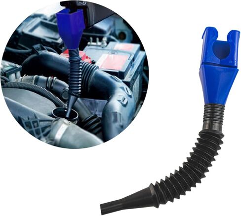 قطعتان من قمع البلاستيك المرن لزر التصريف للسيارات، قمع وقود تلقائي واسع الفم مع مقابض، قمع وقود السيارة متعدد الوظائف قابل للسحب لزيت المحرك والديزل والبنزين (أزرق وأبيض) in Kuwait