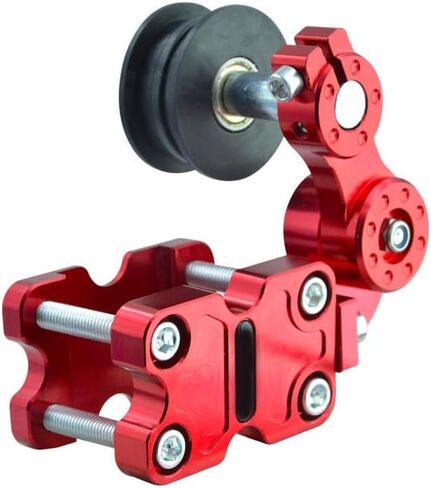 Universal Motorcycle Chain Tensioner - Automatic Adjuster for Motorcycles, Dirt Bikes, and Minibikes - New Aluminum Refit Accessory with Bolt-On Roller (Red) in Saudi Arabia