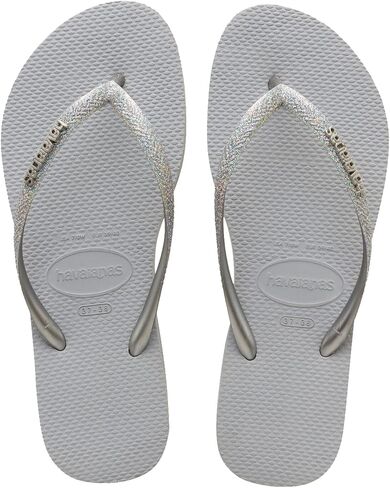 شبشب قلاب لامع رفيع للأطفال من Havaianas - صنادل لامعة للربيع والصيف للأطفال - رمادي ثلجي، 10C للأطفال الصغار in Kuwait