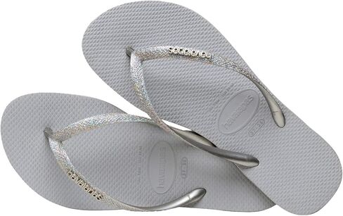 شبشب قلاب لامع رفيع للأطفال من Havaianas - صنادل لامعة للربيع والصيف للأطفال - رمادي ثلجي، 10C للأطفال الصغار in Kuwait
