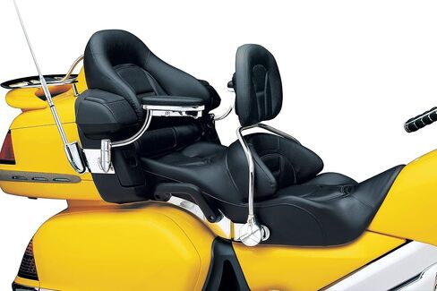 Kuryakyn 8990 Motorcycle Accessory: Adjustable Padded Driver Backrest with Rear Mounted Storage Pouch for 2001-10 Honda Gold Wing GL1800 Motorcycles, Chrome , Black , 25.2 Inch in Saudi Arabia