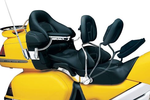 Kuryakyn 8990 Motorcycle Accessory: Adjustable Padded Driver Backrest with Rear Mounted Storage Pouch for 2001-10 Honda Gold Wing GL1800 Motorcycles, Chrome , Black , 25.2 Inch in Saudi Arabia