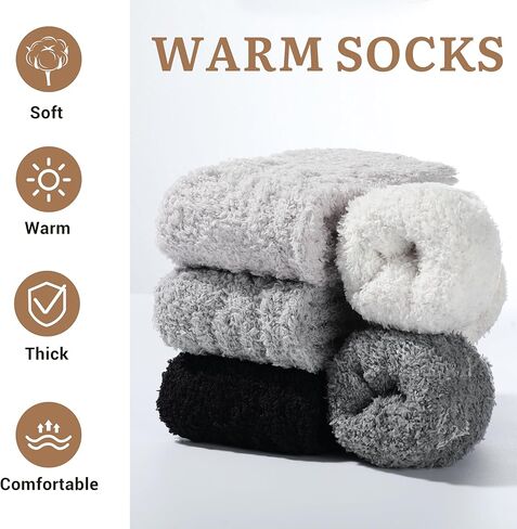 جوارب غامضة للنساء، 5-6 أزواج جوارب شتوية، شبشب ناعم ومريح للنساء جوارب شتوية قطيفة للنوم in Kuwait