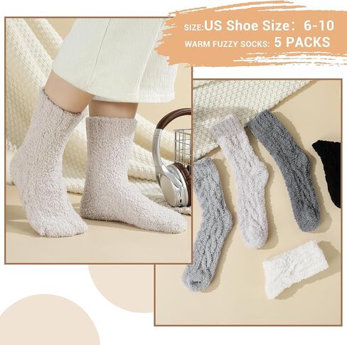 جوارب غامضة للنساء، 5-6 أزواج جوارب شتوية، شبشب ناعم ومريح للنساء جوارب شتوية قطيفة للنوم in Kuwait