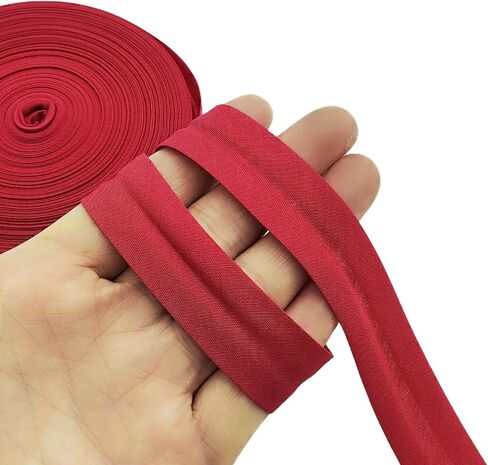 18 Yards Cotton Single Fold Bias Type Bias Binding, 20mm 3/4 Inch" Sewing Bias Tape for Hemming Tape, Crafts, Sewing, Piping, Seaming - Red in Kuwait