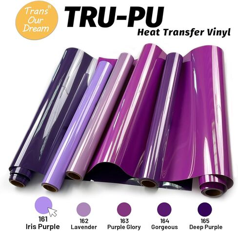 TransourDream Tru-PU لفة فينيل نقل الحرارة، 12 بوصة × 5 قدم فينيل أرجواني لافندر غير لامع لاستكشاف AIR 2، صانع، حجاب، مكواة HTV على الفينيل للقمصان، أرق، ناعم، لزج، غير قابل للطباعة in Kuwait