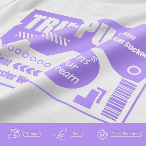 TransourDream Tru-PU لفة فينيل نقل الحرارة، 12 بوصة × 5 قدم فينيل أرجواني لافندر غير لامع لاستكشاف AIR 2، صانع، حجاب، مكواة HTV على الفينيل للقمصان، أرق، ناعم، لزج، غير قابل للطباعة in Kuwait