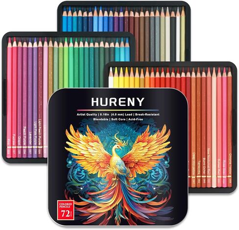 Colored Pencils for Adult Coloring Books, 72 Oil-Based Color Pencils, 3.8mm Soft Core, Vibrant Coloring Pencils in Tin Box for Adults, Professional Art Supplies for Coloring, Blending and Layering. in Saudi Arabia