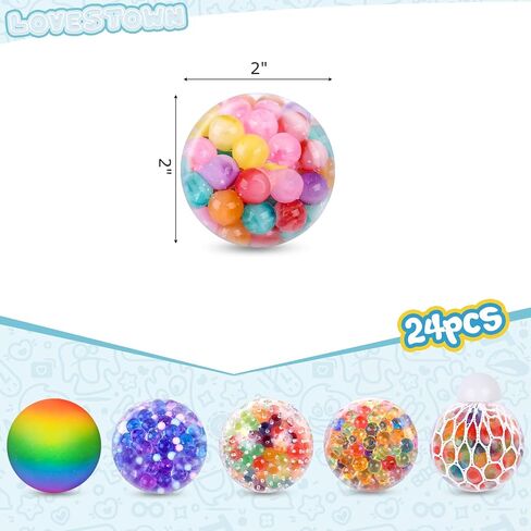 LovesTown 18PCS Stress Ball Fidget Toys, Squeeze Balls Sensory Stress Balls for Adults Kids Party Favors Goodie Bag Stuffers Birthday Gifts in Saudi Arabia