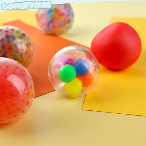 LovesTown 18PCS Stress Ball Fidget Toys, Squeeze Balls Sensory Stress Balls for Adults Kids Party Favors Goodie Bag Stuffers Birthday Gifts in Saudi Arabia