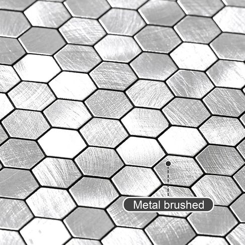 BeNice Peel and Stick Backsplash Kitchen Tiles,Stick on Backsplash Peel and Stick Mosaic Tiles Penny Hexagon Backsplash Small Tiles Metal Backsplash(5PCS,Gold Champagne) in Saudi Arabia