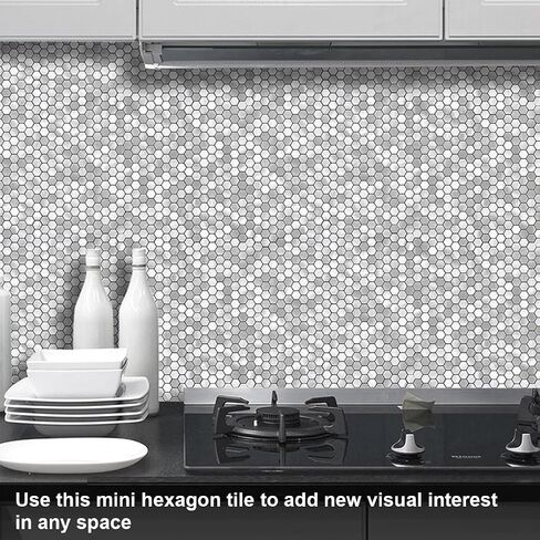 BeNice Peel and Stick Backsplash Kitchen Tiles,Stick on Backsplash Peel and Stick Mosaic Tiles Penny Hexagon Backsplash Small Tiles Metal Backsplash(5PCS,Gold Champagne) in Saudi Arabia