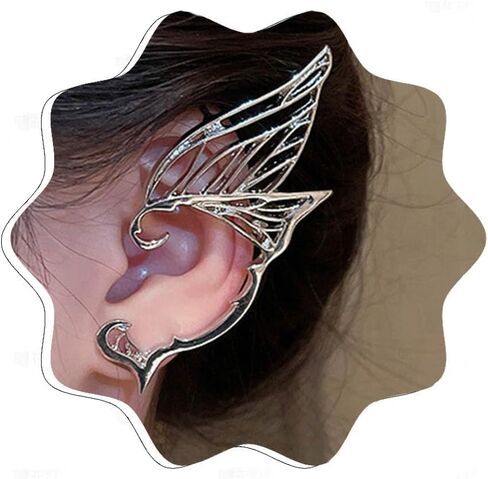 Butterfly Earrings Cuff Elf Ear Clip on Earrings No Piercing Butterfly Wrap Earrings for Women in Saudi Arabia