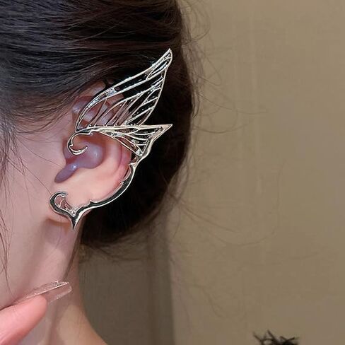 Butterfly Earrings Cuff Elf Ear Clip on Earrings No Piercing Butterfly Wrap Earrings for Women in Saudi Arabia