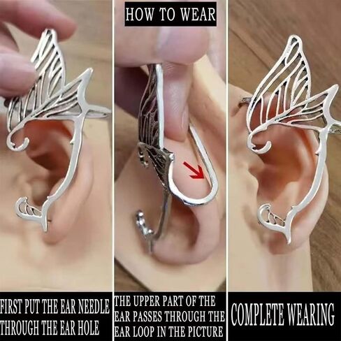 Butterfly Earrings Cuff Elf Ear Clip on Earrings No Piercing Butterfly Wrap Earrings for Women in Saudi Arabia