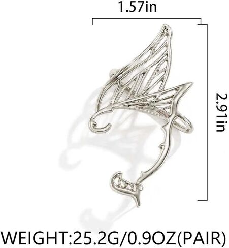 Butterfly Earrings Cuff Elf Ear Clip on Earrings No Piercing Butterfly Wrap Earrings for Women in Saudi Arabia